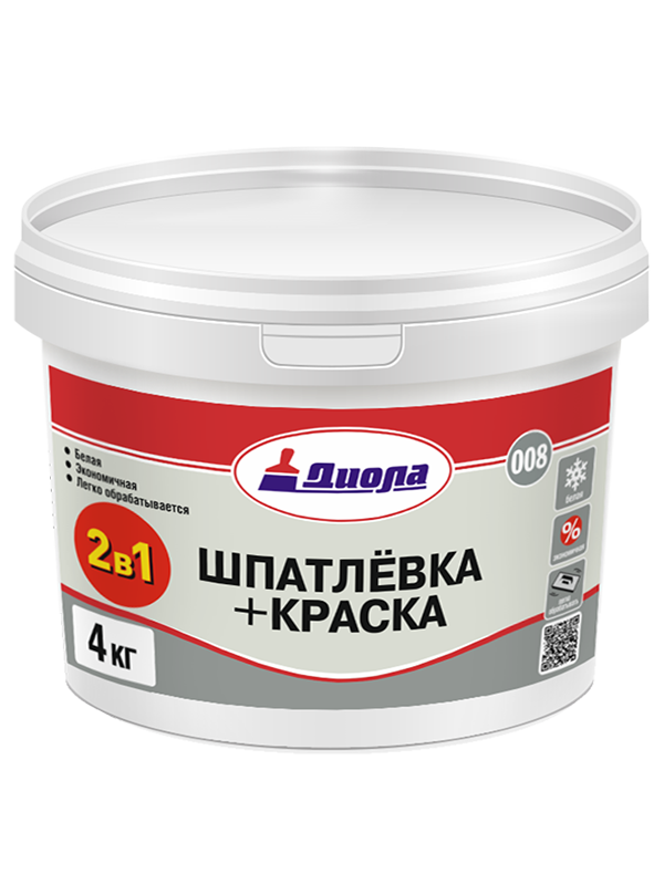 Шпатлевка+ краска, универсальный состав ""2 в 1"" ""Диола-008""