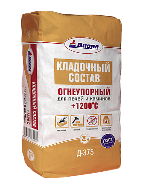 Кладочный состав для печей и каминов ""+1200"" ""Диола-375""